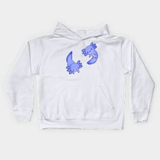 Blue cute axolotls Kids Hoodie